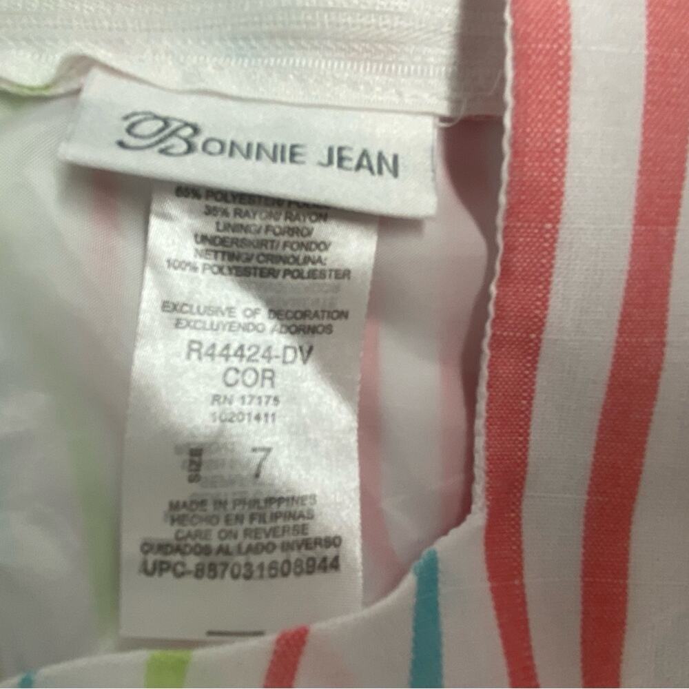 Bonnie Jean Dress with Tulle Underskirt Size 7 Striped Pastel Colors - Picture 4 of 4